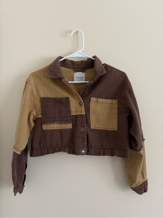 Angel Kiss Jackets & Blazers - Angel Kiss Two-Tone Cropped Jacket in Brown and Tan Women’s XS Boho Y2K 90s